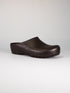 Rocker Gardy Foam Brown Open, bruine tuinklomp met open hiel, schuin aanzicht