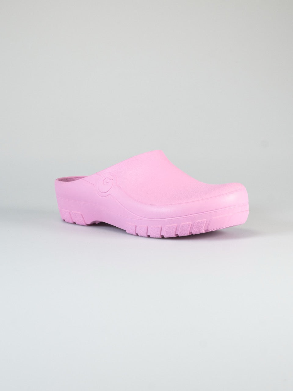 Rocker Gardy Foam Pink Open, roze tuinklomp met open hiel, schuin aanzicht