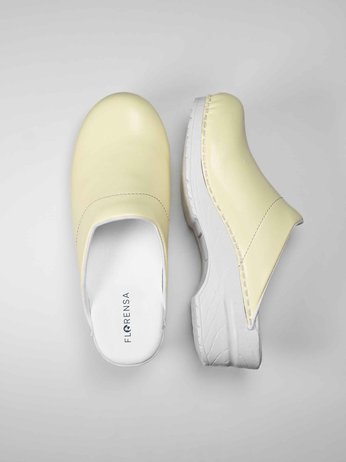 Een paar medische klompen Florensa butter yellow, gele medische klompen